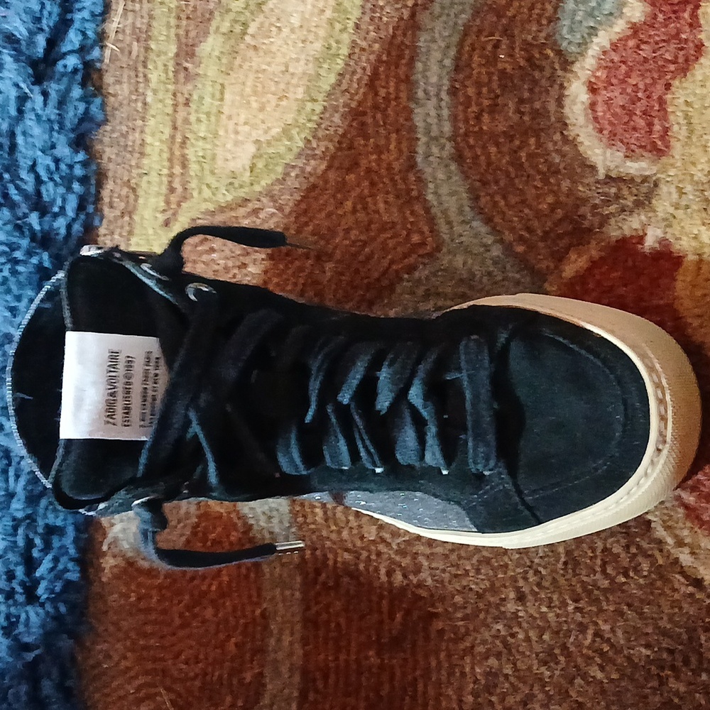 Zadig & Voltaire (ZV1747) Black High-Top Sneakers Sz 37
